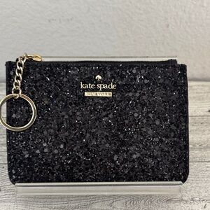 Kate Spade Black Glitter Key & Card Holder